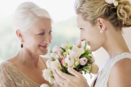 Bride on wedding day with mother